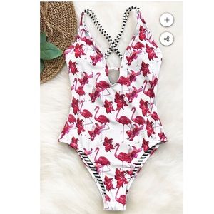 NWOT Pink Flamingo One Piece Swimsuit
